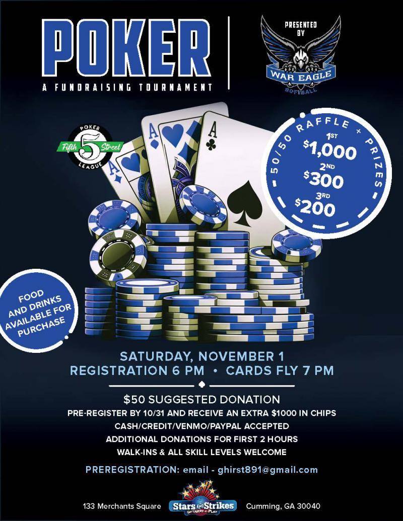 Poker Fundraising Tournament Supporting SFHS Softball - Stars and Strikes at 5thstreetpoker.com